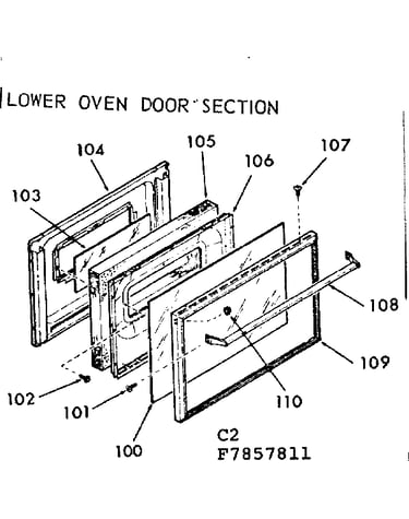 Lower oven door section