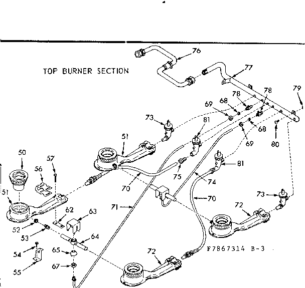 Top burner section
