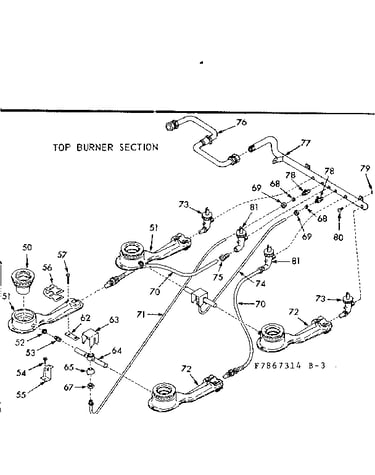 Top burner section