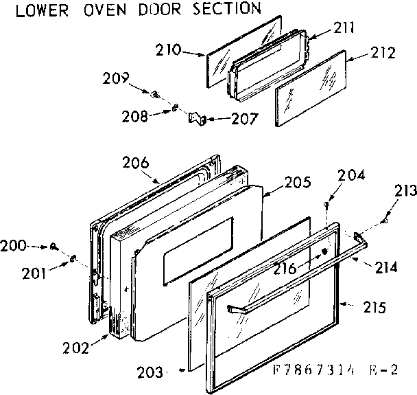 Lower oven door section