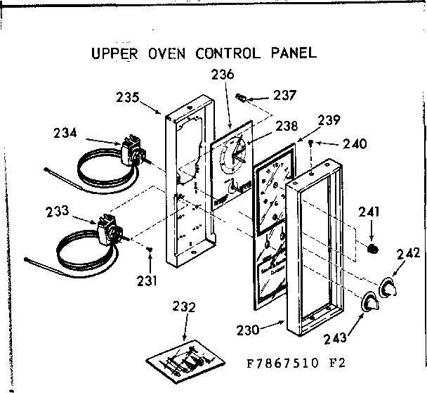 Upper oven control panel