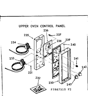 Upper oven control panel