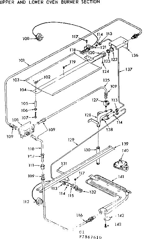 UPPER AND LOWER OVEN BURNER SECTION