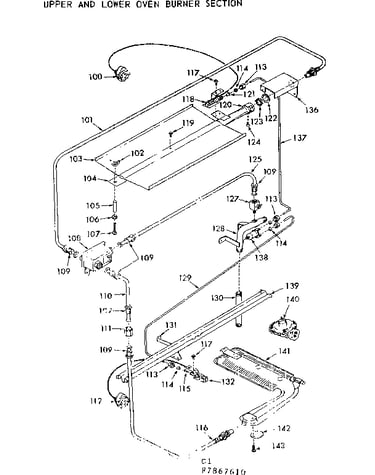 Upper and lower oven burner section