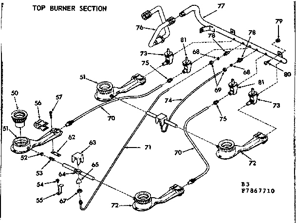 Top burner section