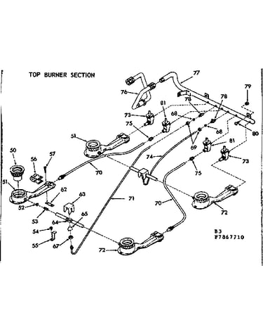 Top burner section