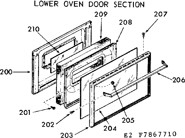 Lower oven door section