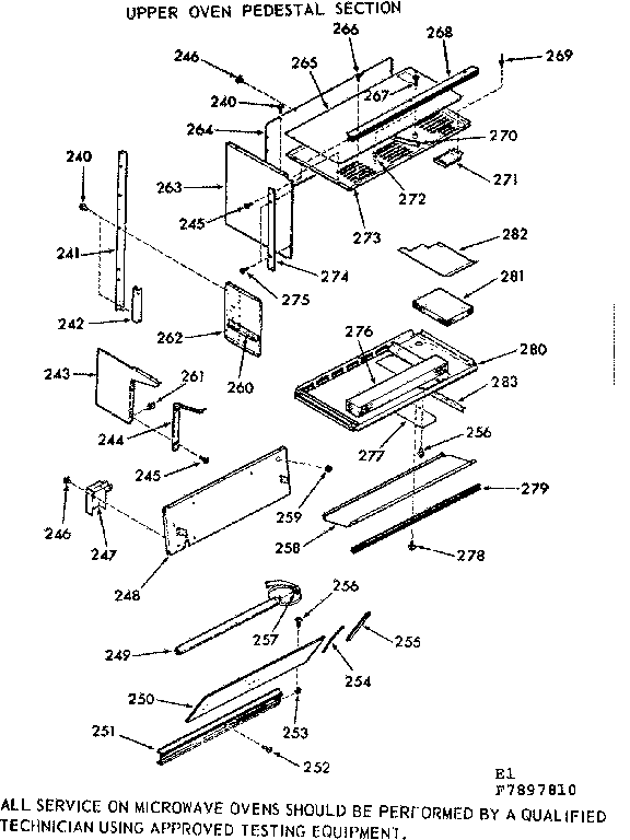 Upper oven pedestal section