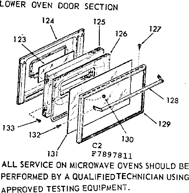 Lower oven door section