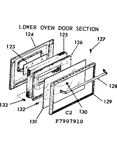 Lower oven door section