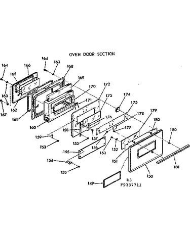 Oven door section