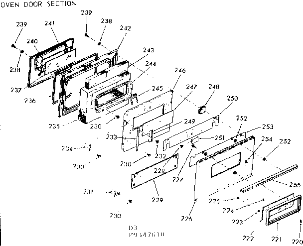 Oven door section