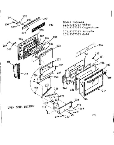 Oven door section