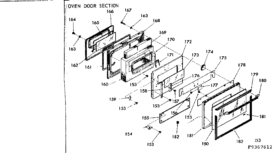 Oven door section