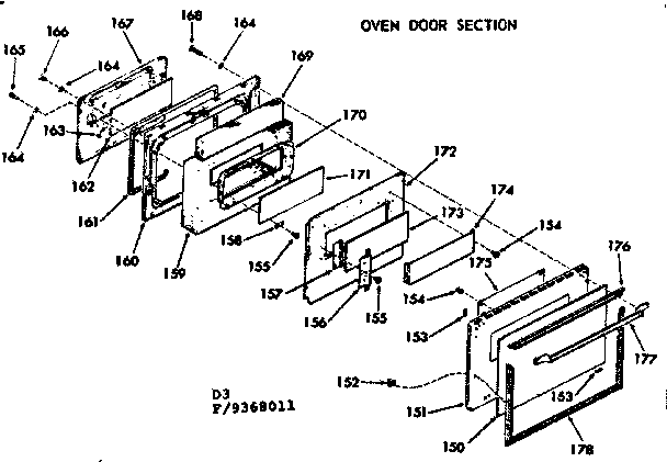 Oven door section