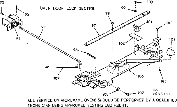 Oven door lock section