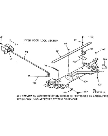 Oven door lock section