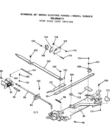 Oven door lock section