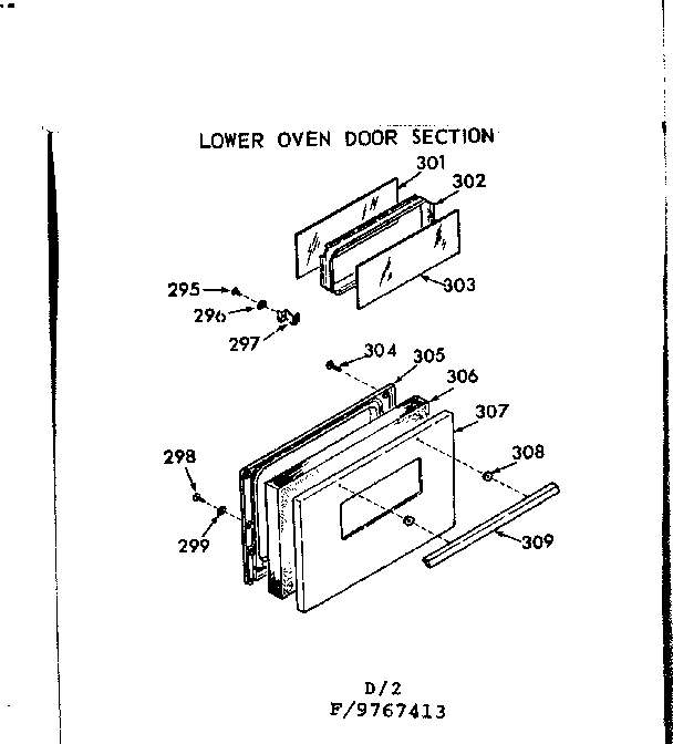 Lower oven door section