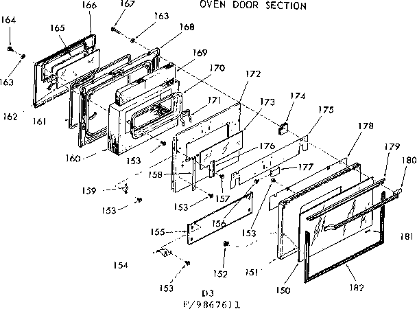Lower oven door section