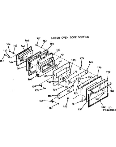 Lower oven door section