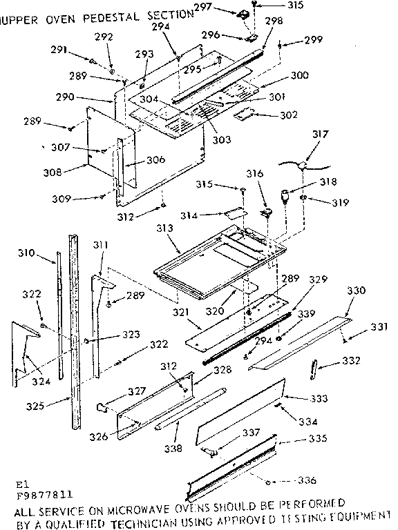 Upper oven pedestal section