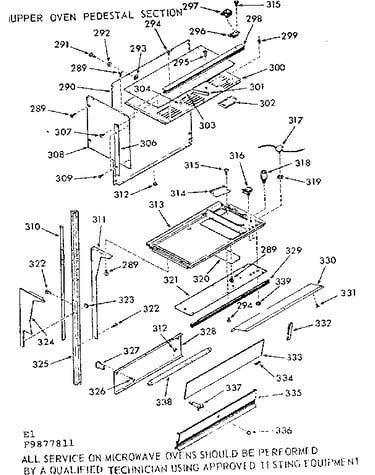 Upper oven pedestal section