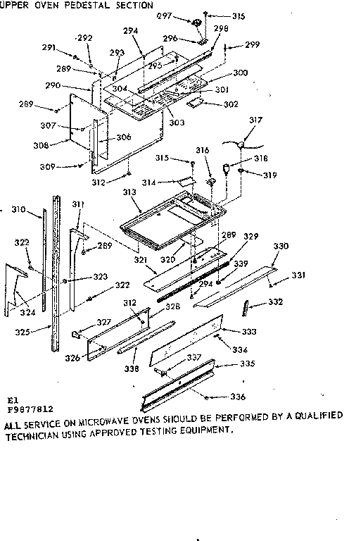 Upper oven pedestal section
