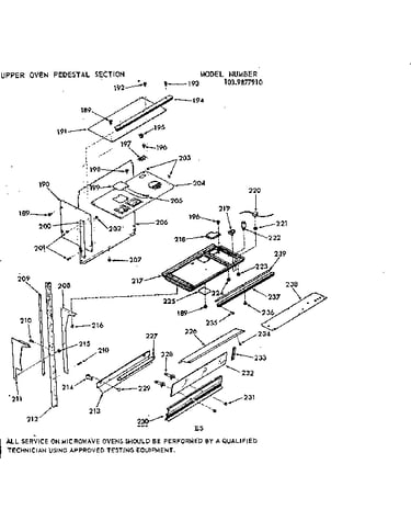 Upper oven pedestal section