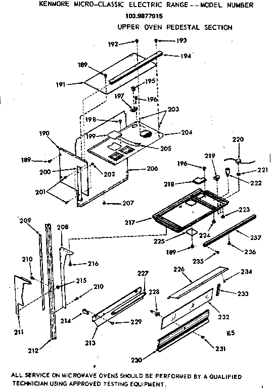 Upper oven pedestal section