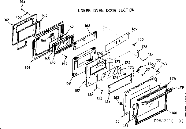 Lower oven door section
