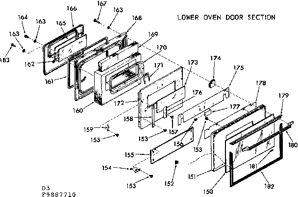 Lower oven door section