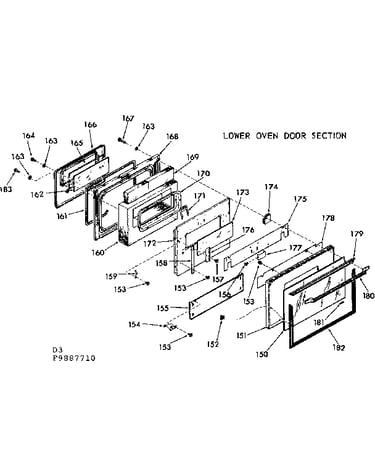 Lower oven door section