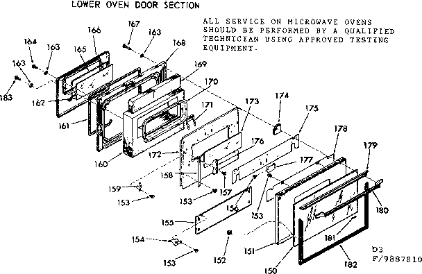 Lower oven door section