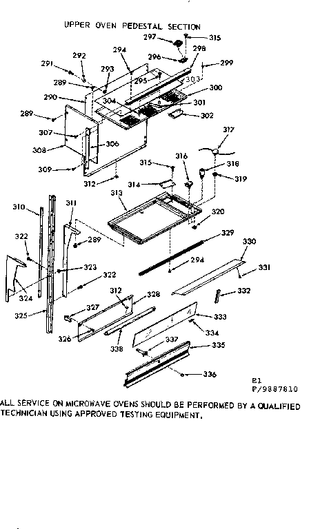 Upper oven pedestal section