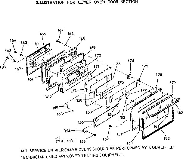 Lower oven door section