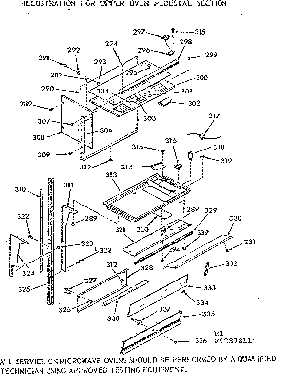 Upper oven pedestal section