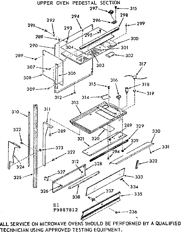 Upper oven pedestal section