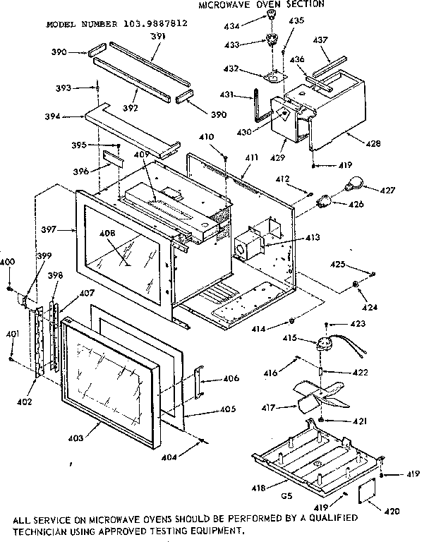 Microwave oven section