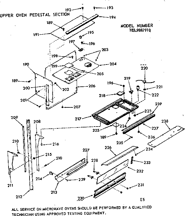 Upper oven pedestal section