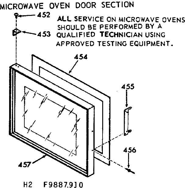 Microwave oven door section