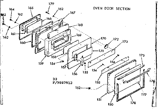 Oven door section