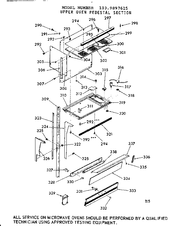 Upper oven pedestal section