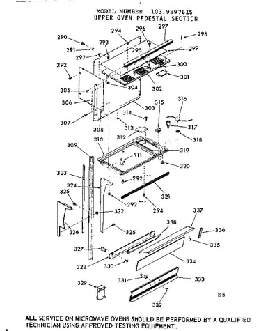 Upper oven pedestal section
