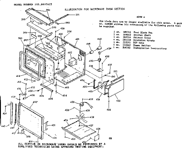 Microwave oven section