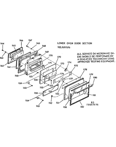Lower oven door section