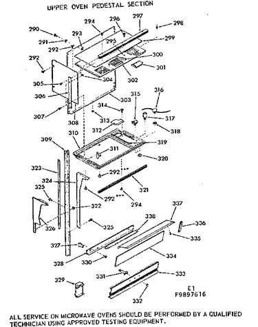 Upper oven pedestal section