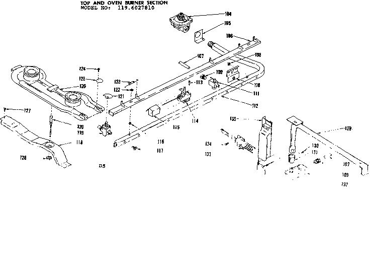 Top and oven burner section