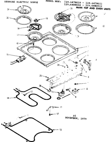 Main top and oven units