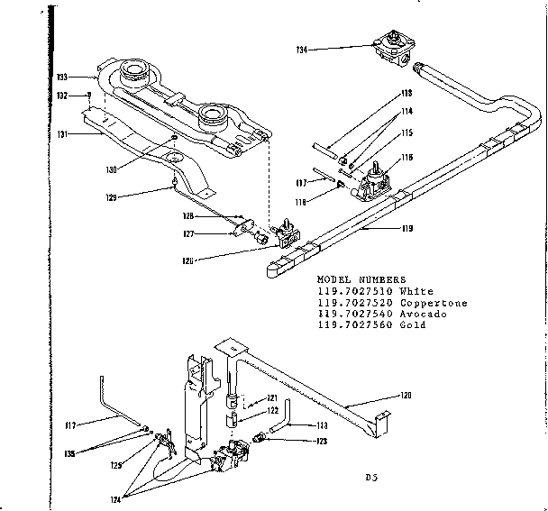 OVEN AND TOP BURNER SECTION